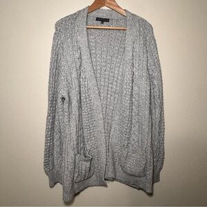 Love Ellie Gray Cable Knit Open Front Cardigan w/ Pockets Size 2X